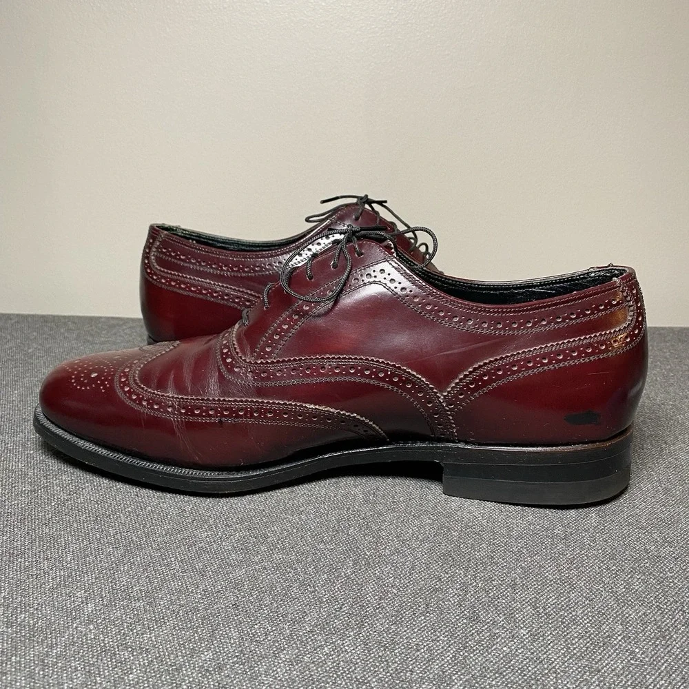 VTG Florsheim Imperial Shortwing Wingtip Oxford 11 EEE Burgundy Leather 93327